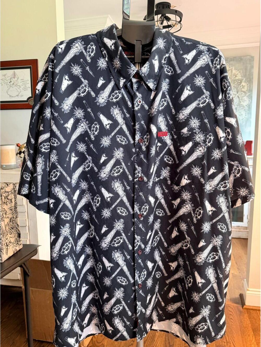 Men’s 4X Dixxon Flannel D-Lite The Darkest Black Party Wear Short Sleeve Shirt